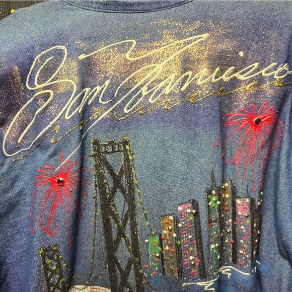 Vintage 1 Of A Kind Cactus California Hand Decorated Jean Jacket‎ - Picture 10 of 10